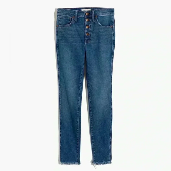 Madewell Highrise 10” Skinny Jeans Size 24P. 4 Button Closure. Rough Hem. - Picture 3 of 12